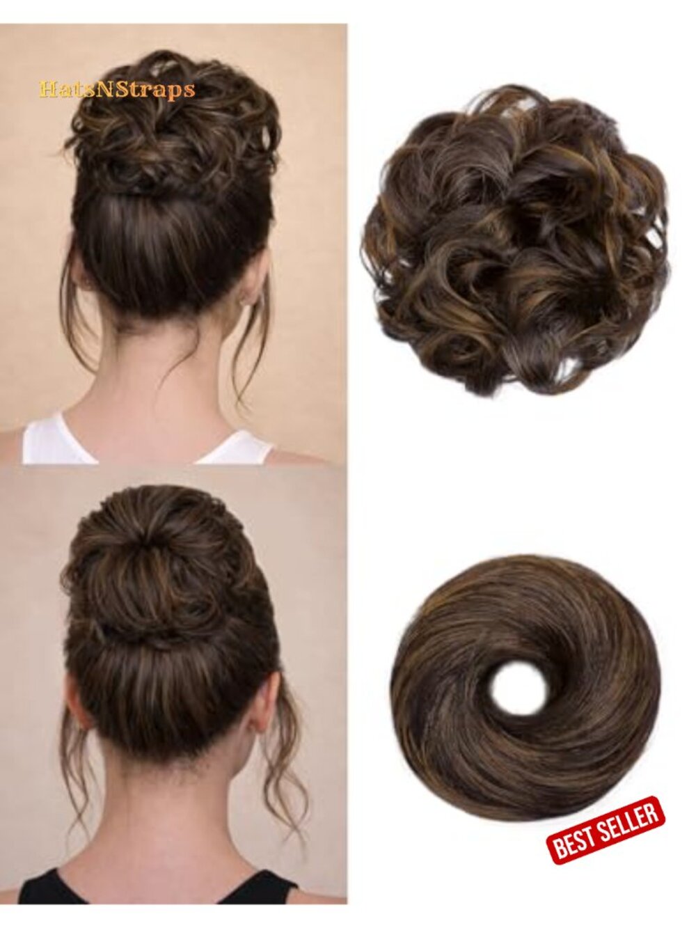 2PCS Messy Bun Hair Pieces Synthetic Heat Resistant Hair Extensions for Women